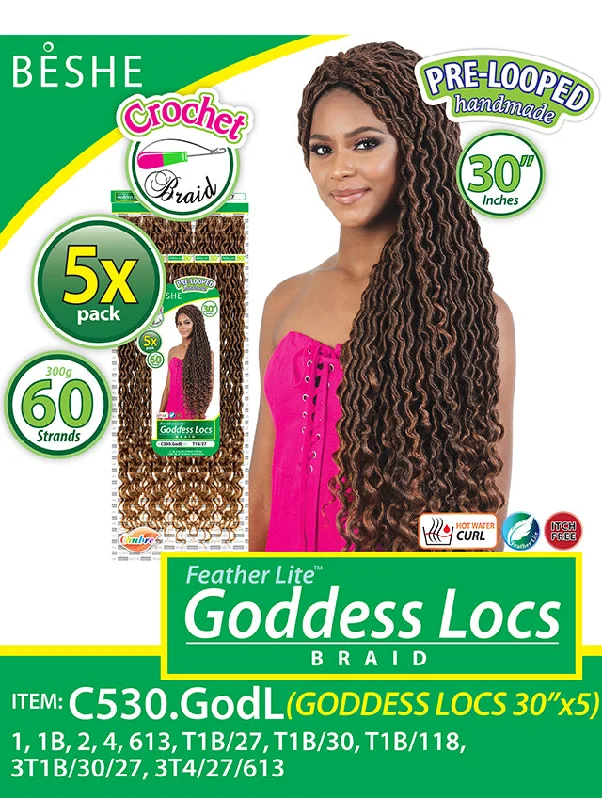 Short - Length Braid & Plait Hair Extensions for a Low - Maintenance and Edgy LookBeshe Feather Lite 5X GODDESS LOCS Crochet Braid 30 C530.GODL