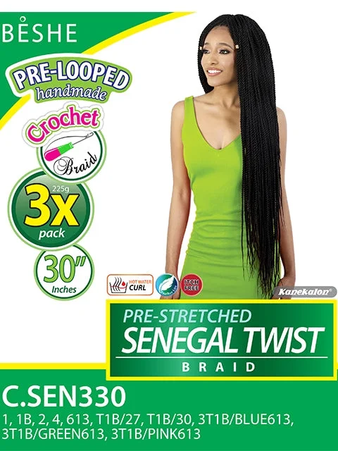 Heat - Resistant Braid & Plait Hair Extensions for Easy StylingBeshe Pre-Stretched 3X SENEGAL TWIST Crochet Braid 30