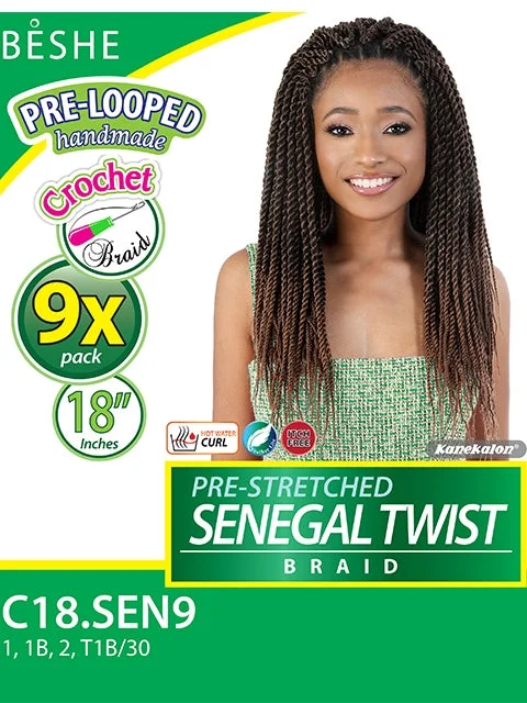 Fishtail Braid & Plait Hair Extensions with a Side - Part for a Flattering StyleBeshe Pre-Stretched 9X SENEGAL TWIST Crochet Braid 18