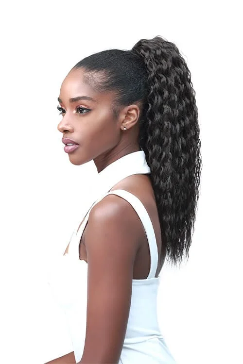 High - volume ponytails for a bold and glamorous appearanceBobbi Boss Miss Origin Designer Mix Tress Up Brazilian Wave 18″ Ponytail MOD016