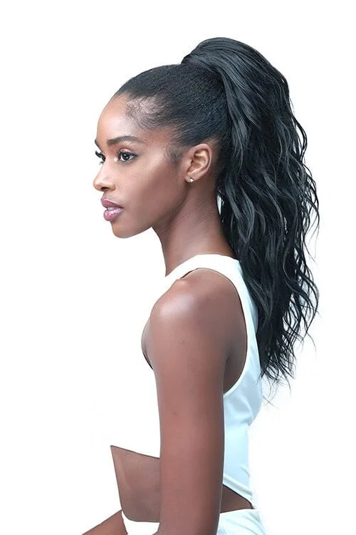 Ponytails made from recycled materials for an eco - friendly optionBobbi Boss Miss Origin Designer Mix Tress Up Loose Wave 18″ Ponytail MOD014