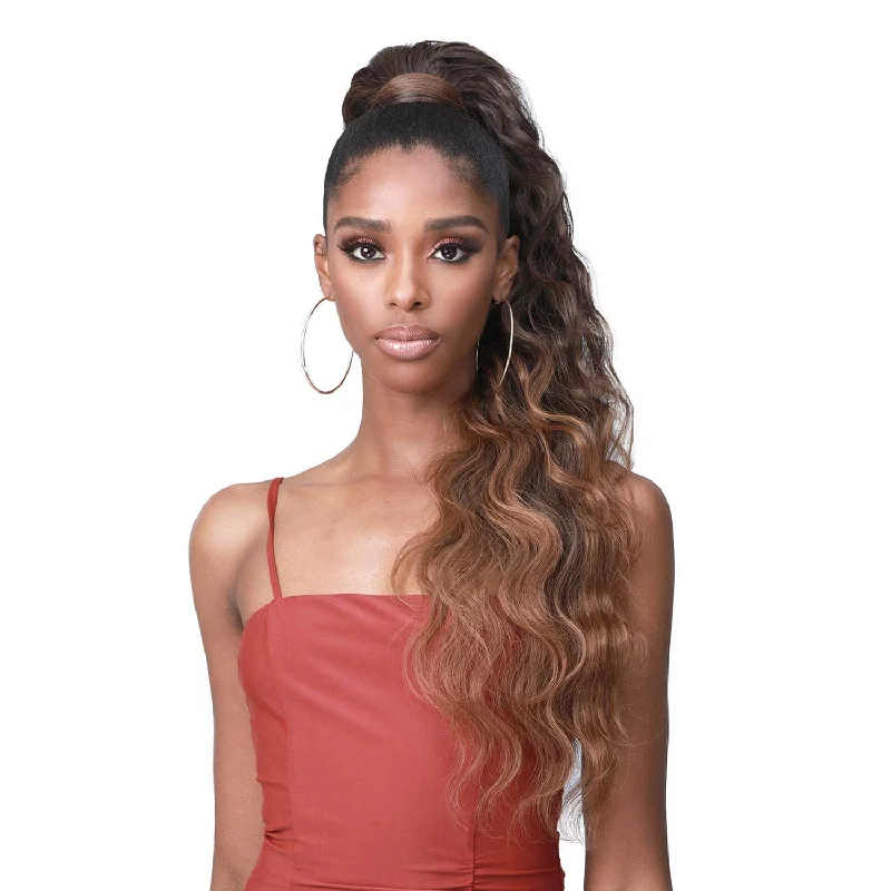 Ponytails with a side - swept bang for a flattering and stylish lookBobbi Boss Tress Up Ponytail Body Wave 28"