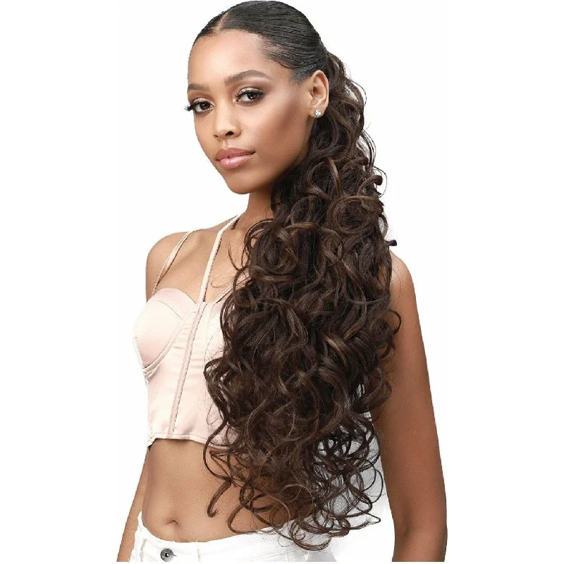 Ombre ponytails with a seamless color transition for a unique styleBobbi Boss Up Synthetic Wrap Around Ponytail - Romance Curl 30"