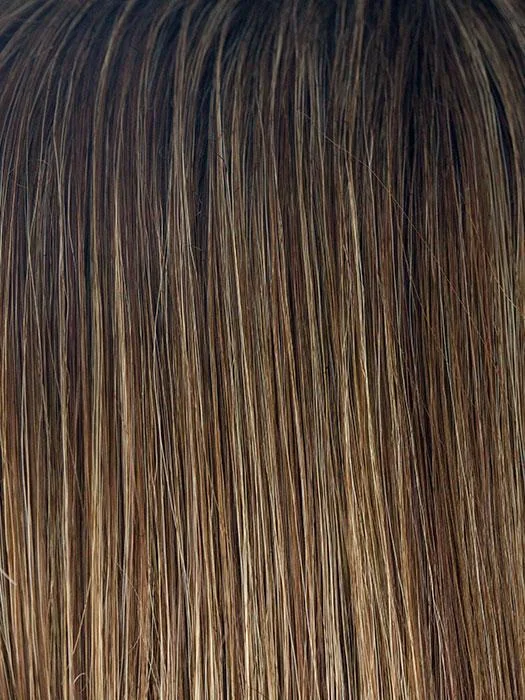 ICED-MOCHA-R | Rooted Dark Brown with Medium Brown Base Blended with Light Blonde Highlights