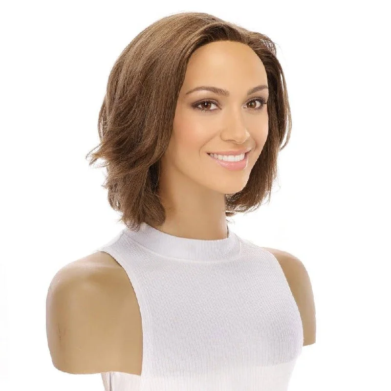 Platinum - blonde short wig for a trendy and eye - catching style12" Luxe Pixie Silk Top Wig #12 Warm Light Brown