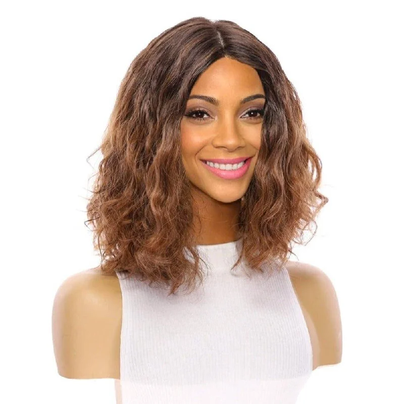 Short wig made from high - quality human hair for a luxurious feel13" Victoria Silk Top Wig Dark Brown Ombre Wavy