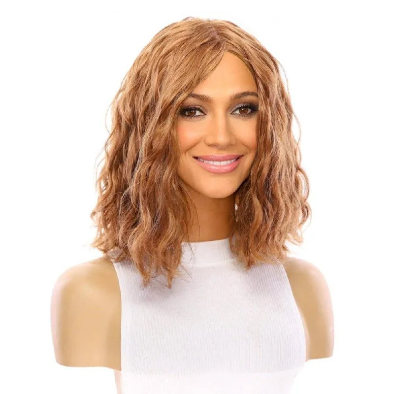 Short wig with a side - swept bang for a sophisticated and flattering style13" Victoria Silk Top Wig Strawberry Blonde Wavy