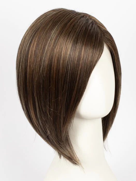 ALMOND ROCKA R | Rooted Dark Golden Brown base color with Strawberry Blonde and Bright Cooper evenly blended highlights