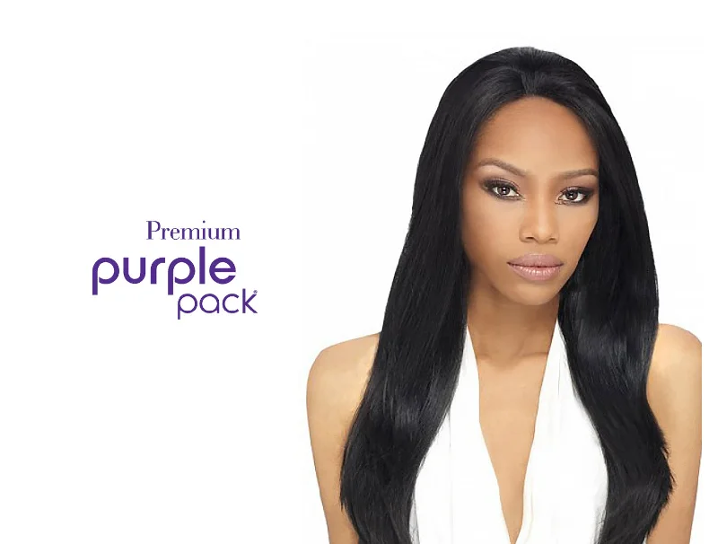 Ombre ponytails with a seamless color transition for a unique styleOUTRE HUMAN HAIR WEAVE PREMIUM PURPLE PACK YAKI (8"/10"/12")