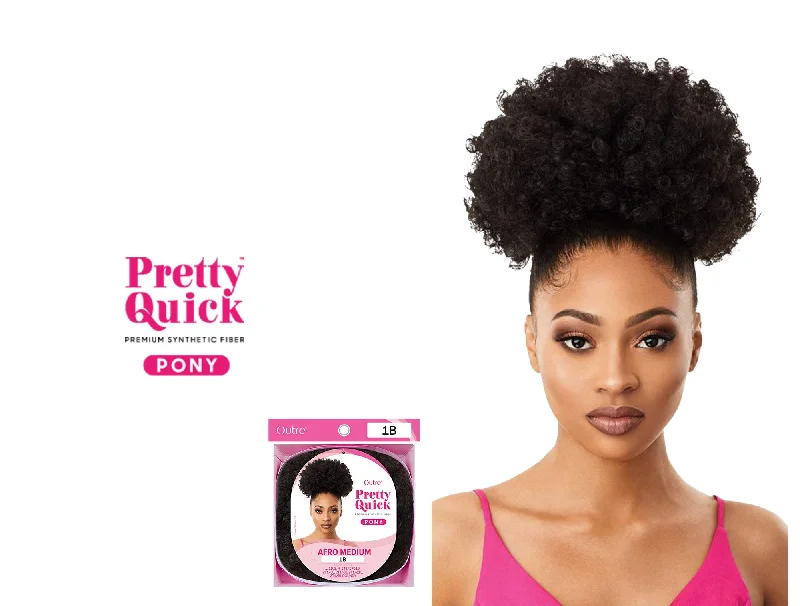 Human hair ponytails with a natural shine for a luxurious lookOUTRE PRETTY QUICK PONYTAIL AFRO MEDIUM