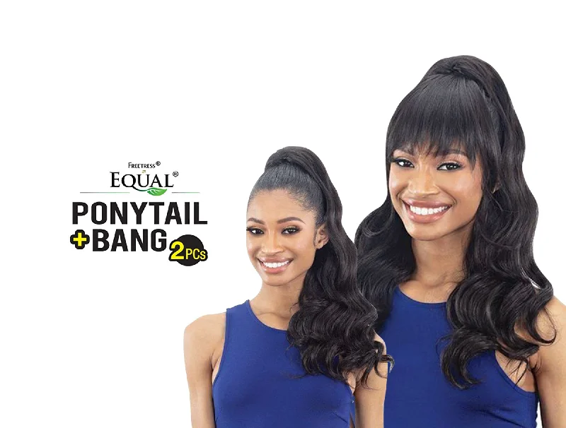 Straight ponytails with a sleek finish for a modern and polished lookSNG FREETRESS EQUAL SYNTHETIC PONYTAIL + BANG - LOOSE WAVE ( 2PIECES )