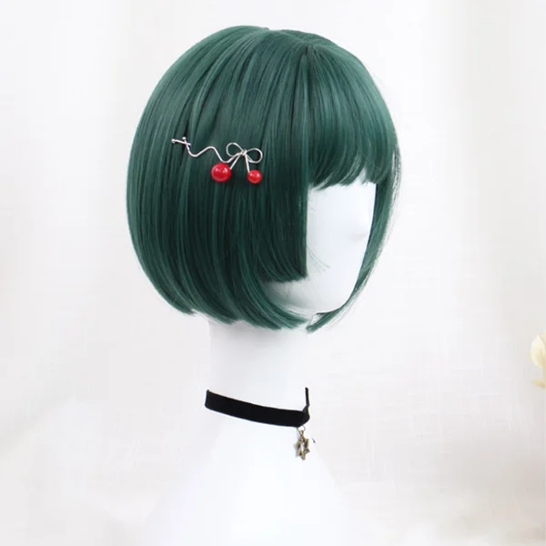 Short wig with a gradient color for a modern and stylish appearanceCute Polaris Green Short Wig yv42478