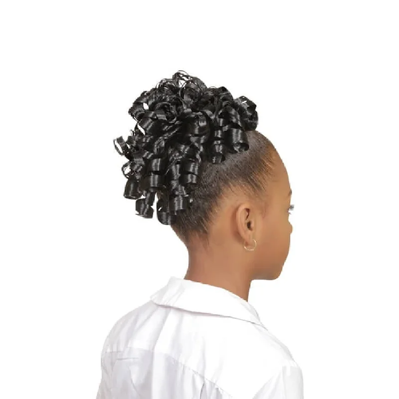 Ponytails with a pre - attached bow for a cute and girly lookEve Hair My Angel Kid-1 Drawstring Synthetic Ponytail