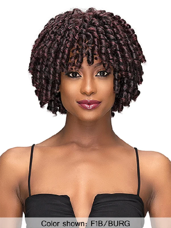 Short wig with auburn highlights for a warm and rich colorSALE! Femi Collection MS. AUNTIE 100% Premium Fiber REGGAE Wig