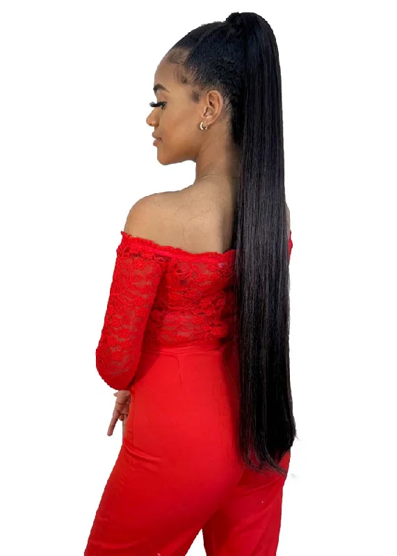 Ponytails with a middle - part for a classic and elegant styleFinley Ponytail