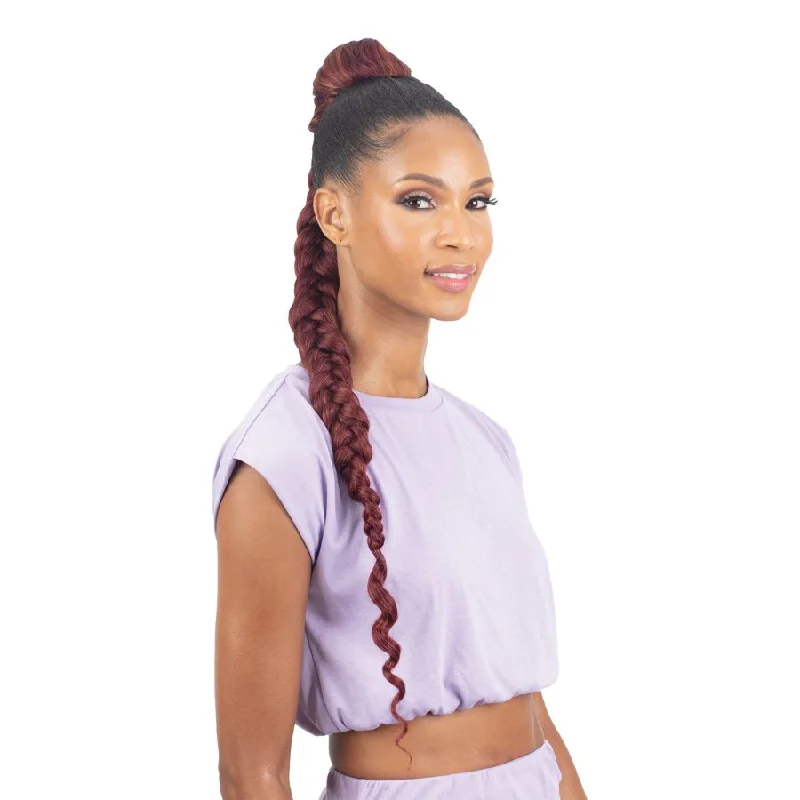 Synthetic ponytails with heat - resistant fibers for easy stylingFreeTress Equal Goddess Box Braided Drawstring Ponytail – Jumbo Braid Goddess Ponytail 30"