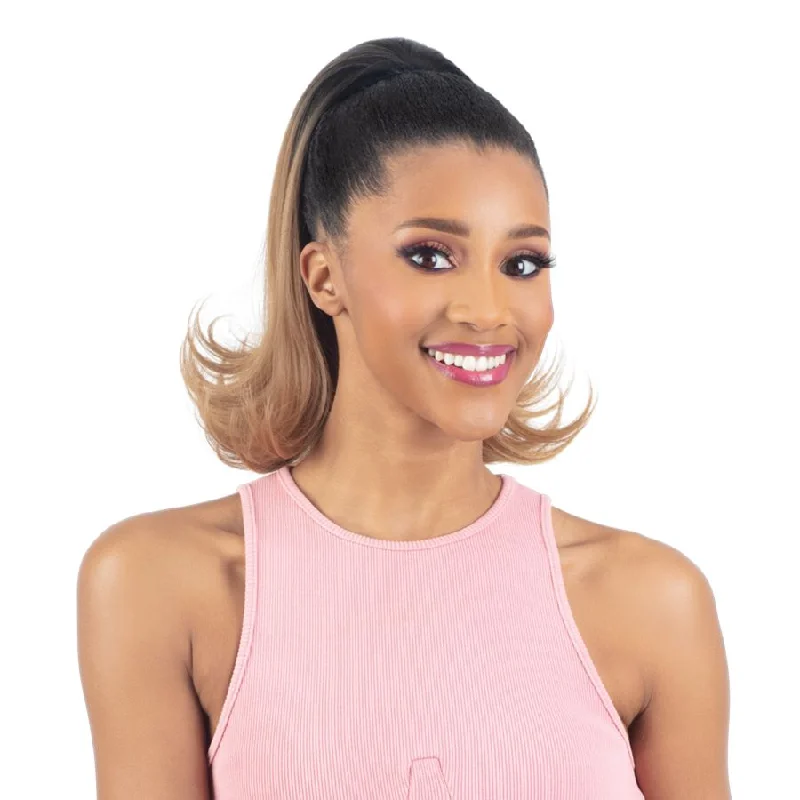 Ponytails with a middle - part for a classic and elegant styleFreeTress Equal Lite Drawstring Ponytail – Barbie 12"