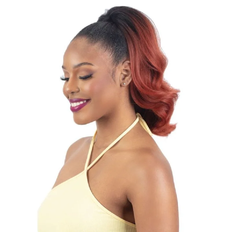 Human hair ponytails with a natural shine for a luxurious lookFreeTress Equal Organique Lite Drawstring Ponytail - Misty Wave 14"