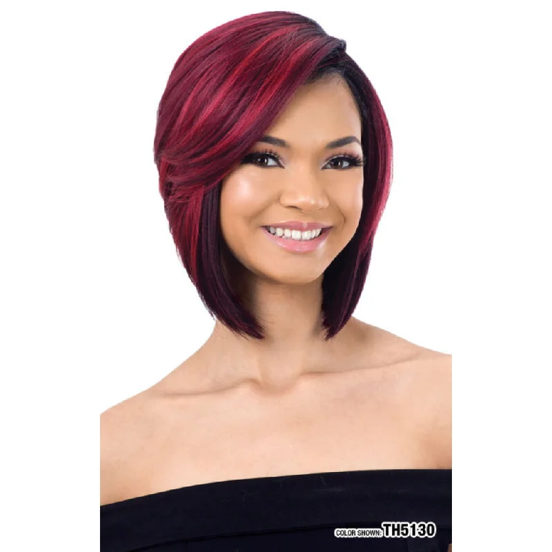 Short wig with a blunt bob cut for a modern and sleek styleFreeTress Equal Synthetic 5 Inch Lace Part Wig - VASHANTI