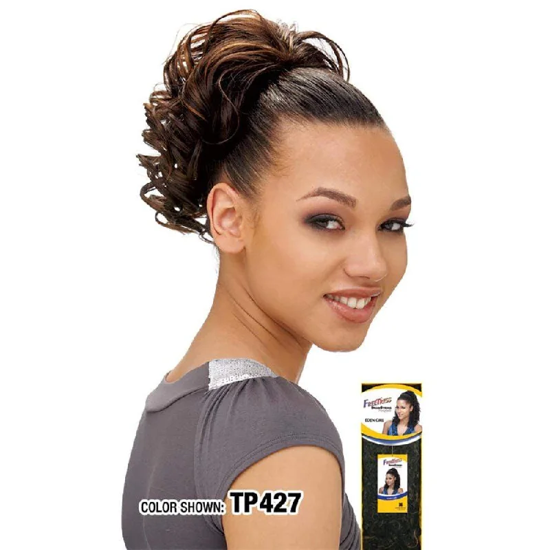 Curly ponytails with tight ringlets for a playful and feminine vibeFreetress Synthetic Drawstring Ponytail - Aster