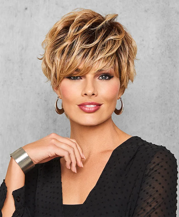 Short wig with a blunt bob cut for a modern and sleek styleFull Fringe Pixie | Heat Friendly Synthetic by Hairdo (Basic Cap)