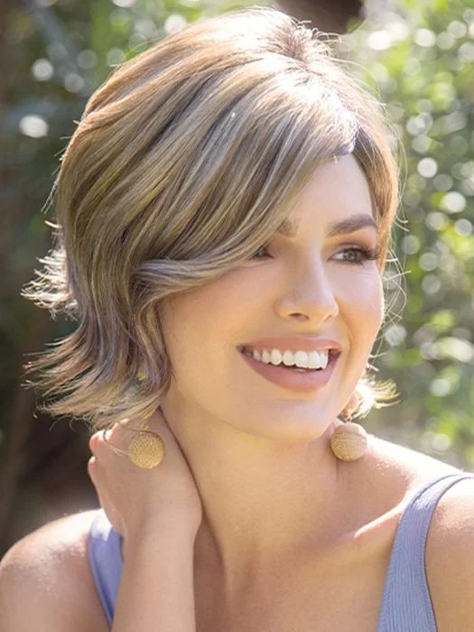 Short wig with a blunt bob cut for a modern and sleek styleHallie | Synthetic Lace Front Wig by René of Paris