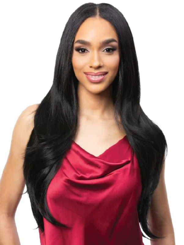 Short wig with a side - swept bang for a sophisticated and flattering styleHarlem 125 Kima Classic Human Hair Blend Signature V-Part Wig - KSV04