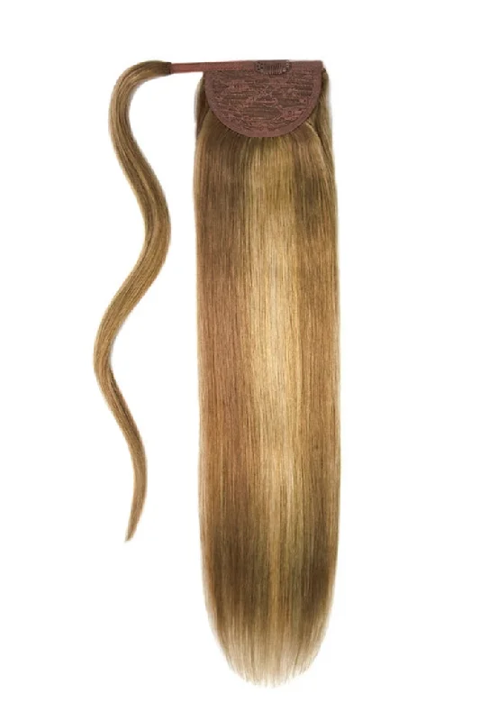 Synthetic ponytails with heat - resistant fibers for easy stylingHazelnut Brondie (#6/27) Straight Up Wrap Around Ponytail Extension