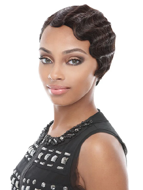 Short wig with a side - swept bang for a sophisticated and flattering styleJanet Collection 100% Human Hair MOMMY 2 Wig