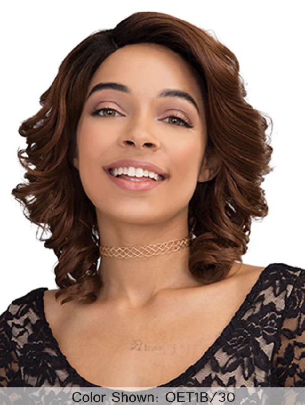 Heat - resistant short wig for easy styling with hot toolsJanet Collection Brazilian Scent Pre Tweezed JANEL Wig