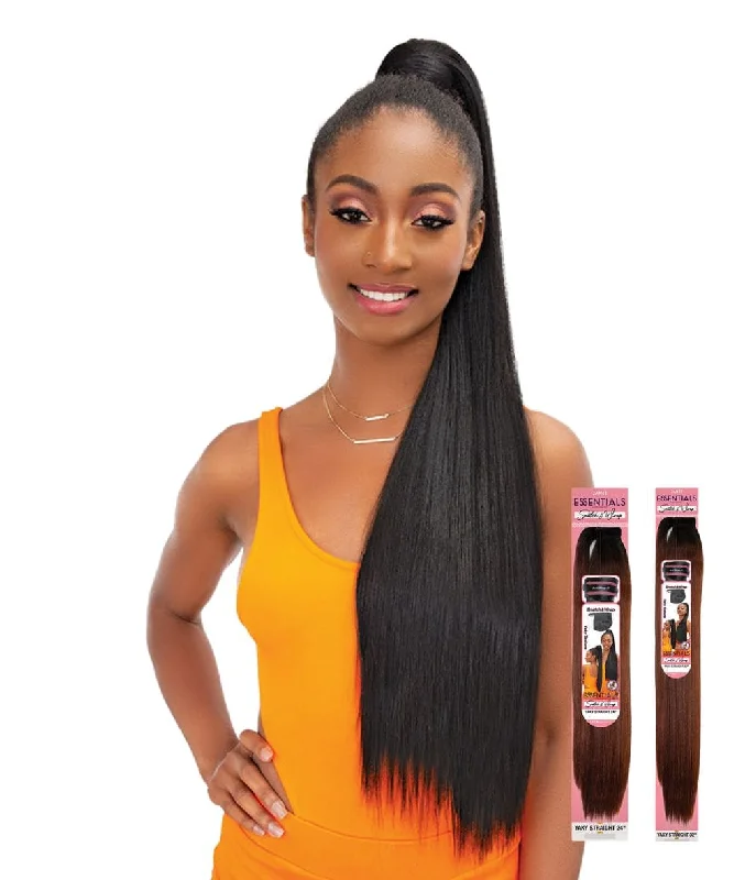 Ponytails with a middle - part for a classic and elegant styleJanet Essentials Snatch & Wrap Pony - Yaky Straight