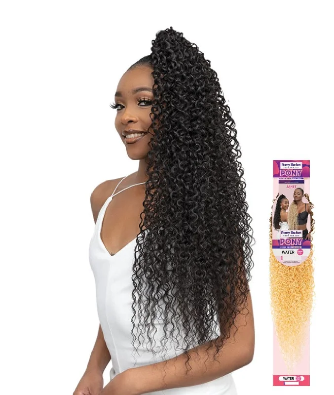 Braided ponytails with intricate patterns for an ethnic - inspired lookJanet Remy Illusion Virgin Human Hair Dupe Pony - Water Wave 32"