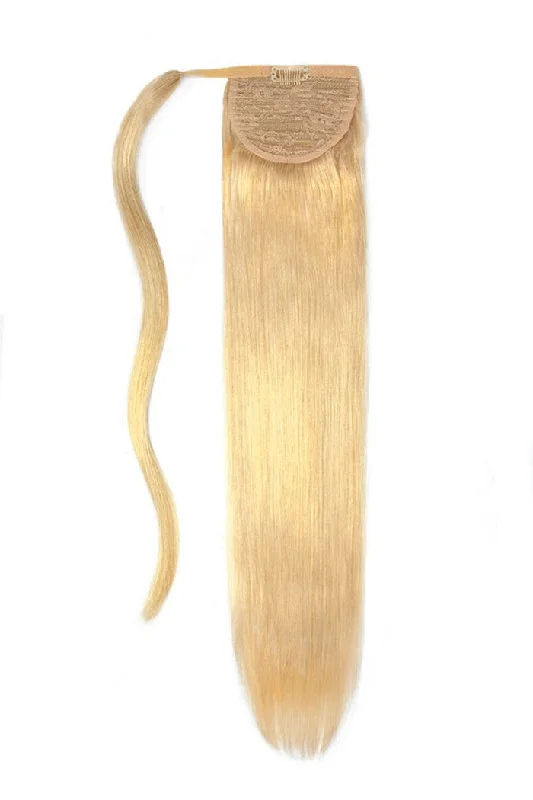 High - volume ponytails for a bold and glamorous appearanceLight Golden Blonde (#16) Straight Up Wrap Around Ponytail Extension