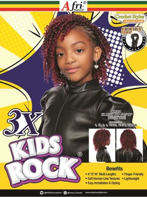 Braid & Plait Hair Extensions with Blonde Highlights for a Sun - Kissed LookMane Concept Afri Naptural 3X Kids Rock Crochet Braid - KR303 3X RING POP