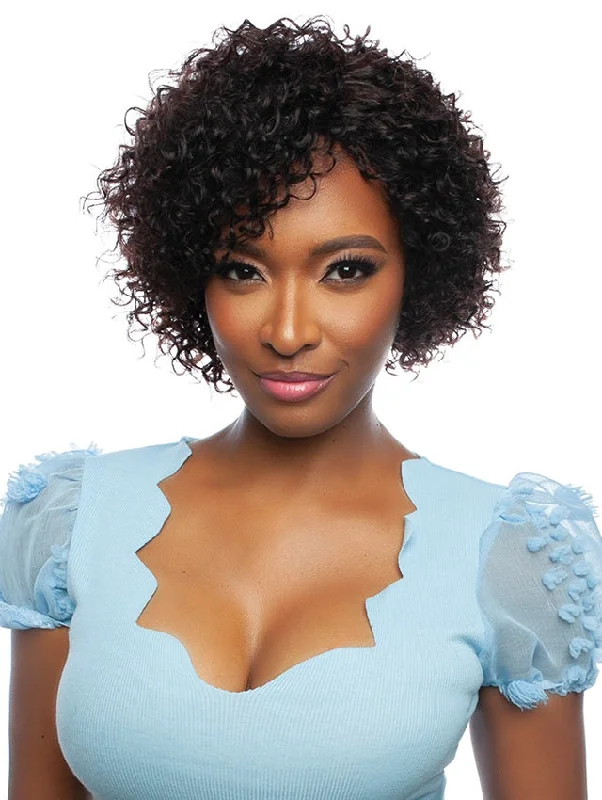 Petite short wig designed for a more delicate frameMane Concept Trill 11A 100% Unprocessed Human Hair Full Wig - TR1180 DEEP CURL 10"