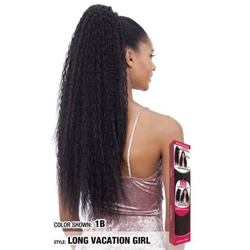 Clip - on ponytails for a quick and convenient hair changeModel Model Synthetic Drawstring Ponytail - Long Vacation Girl