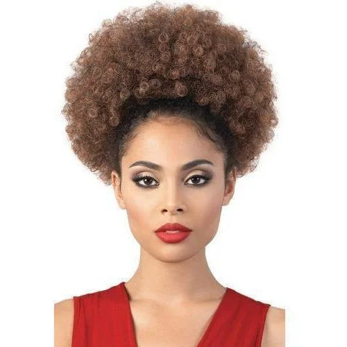 Curly ponytails with tight ringlets for a playful and feminine vibeMotown Tress PonyDo Drawstring Ponytail – PD-Afro 9 (T2/27 only)