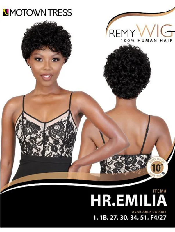 Short wig with a gradient color for a modern and stylish appearanceMotown Tress Remy Human Hair Wig - HR.EMILIA