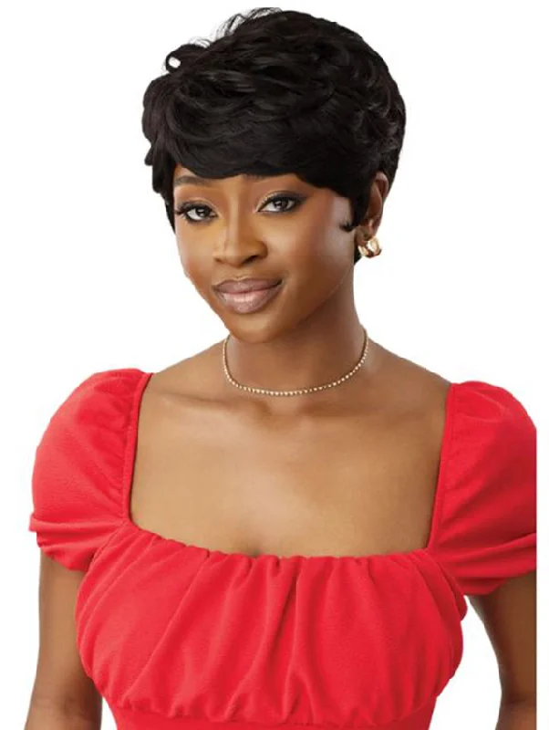 Heat - resistant short wig for easy styling with hot toolsOutre Fab & Fly Gray Glamour 100% Human Hair Wig - HH-CEREN