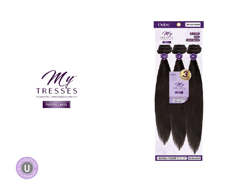 Braided ponytails with intricate patterns for an ethnic - inspired lookOUTRE MY TRESSES PURPLE LABEL 100% UNPROCESSED NATURAL STRAIGHT 3 BUNDLES