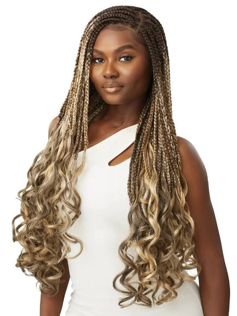 Heat - Resistant Braid & Plait Hair Extensions for Easy StylingOutre Pre-Braided 13x4 Glueless HD Lace Frontal Wig- FRENCH CURL BOX Braid 32"