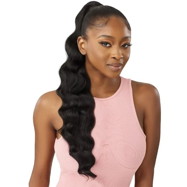 Braided ponytails with intricate patterns for an ethnic - inspired lookOutre Pretty Quick Synthetic Wrap Ponytail - MAY