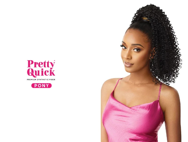 Straight ponytails with a sleek finish for a modern and polished lookOUTRE PRETTY QUICK WRAP PONYTAIL - BOHEMIAN COILS 18"