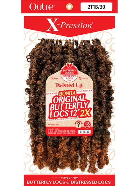 Short - Length Braid & Plait Hair Extensions for a Low - Maintenance and Edgy Look[MULTI PACK DEAL] Outre X-Pression Twisted Up 2X BONITA ORIGINAL BUTTERFLY LOCS Crochet Braid 12" - 10pcs