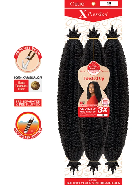 Fishtail Braid & Plait Hair Extensions with a Side - Part for a Flattering Style[MULTI PACK DEAL] Outre X-Pression Twisted Up 3X SPRINGY AFRO TWIST Crochet Braid 24"- 10pcs