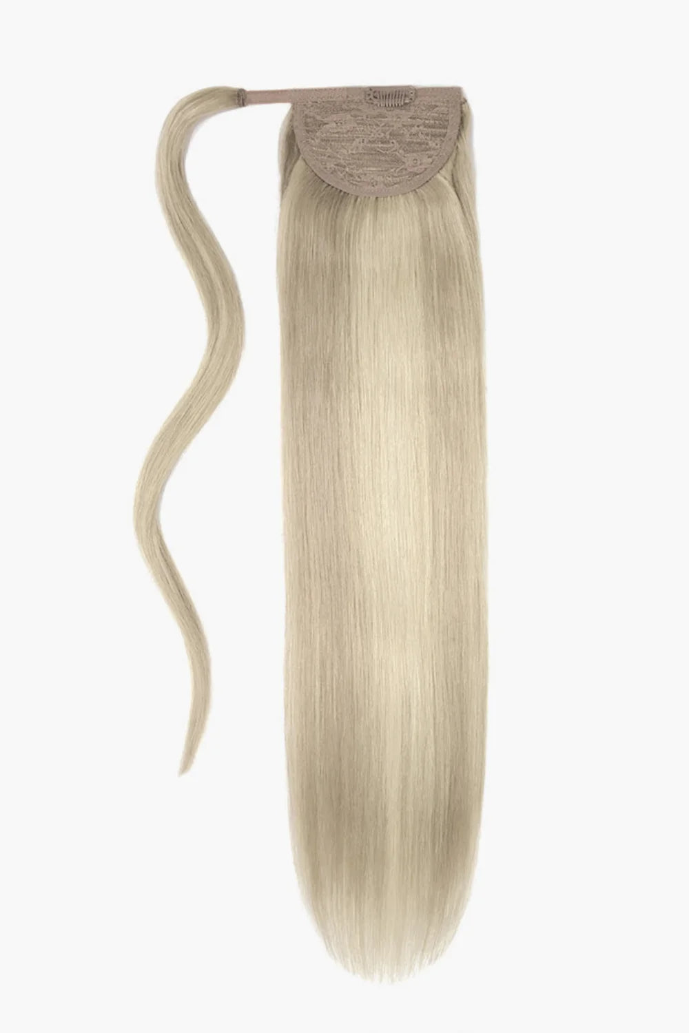 Ponytails with a side - swept bang for a flattering and stylish lookPlatinum BlondeMe Straight Up Wrap Around Ponytail Extension