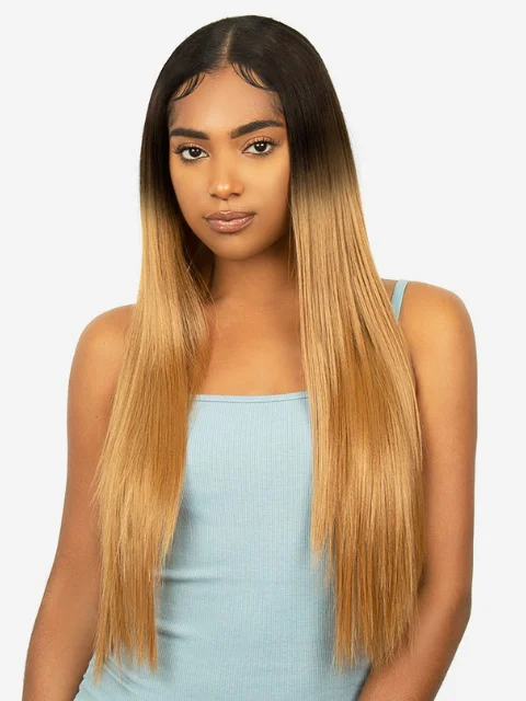 Short wig with a side - swept bang for a sophisticated and flattering styleR&B Collection Sugar Blended Human Hair V Part Wig - V-HONEY