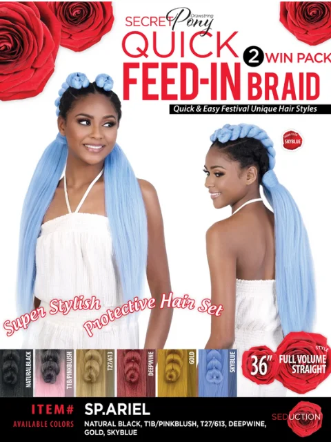 Braid & Plait Hair Extensions with a Braided Headband for an Added Fashion StatementSeduction Secret Pony 2WIN Pack Quick Feed-In Braid - SP.ARIEL