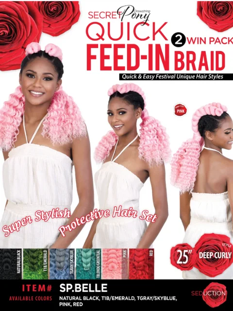 Sew - in Braid & Plait Hair Extensions for a Long - Lasting and Secure StyleSeduction Secret Pony 2WIN Pack Quick Feed-In Braid - SP.BELLE