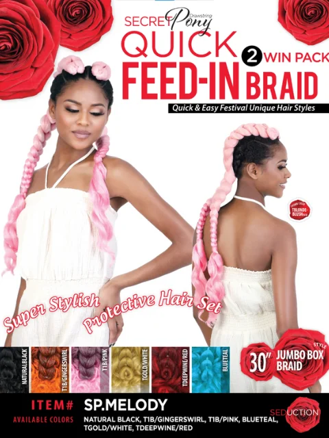 Braid & Plait Hair Extensions for a Summer Beach Party with a Laid - Back StyleSeduction Secret Pony 2WIN Pack Quick Feed-In Braid - SP.MELODY